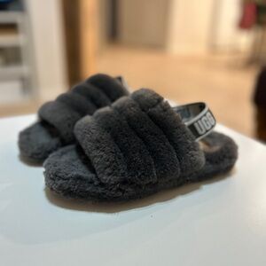 UGG Fluffy Gray Slippers Slingback